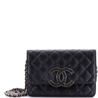 Chanel Crystal CC Wallet on Chain Quilted Iridescent Goatskin