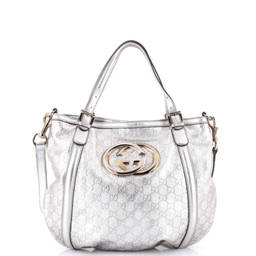 Gucci Britt Web Convertible Satchel Guccissima Leather Large