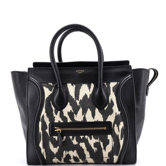 Celine Luggage Bag Printed Canvas and Leather Mini