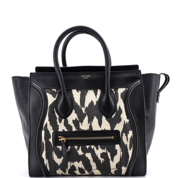 Celine Luggage Bag Printed Canvas and Leather Mini
