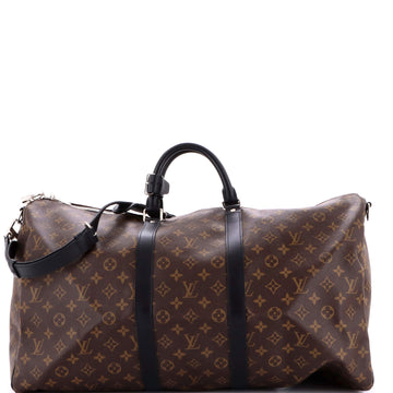 Louis Vuitton Keepall Bandouliere Bag Macassar Monogram Canvas 55