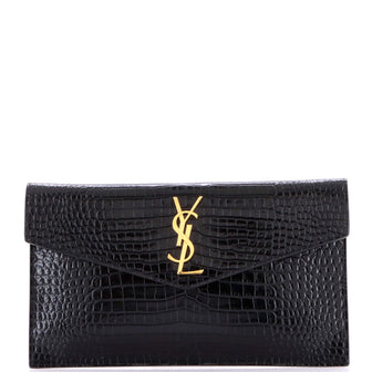 Saint Laurent Uptown Pouch Crocodile Embossed Leather