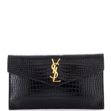 Saint Laurent Uptown Pouch Crocodile Embossed Leather