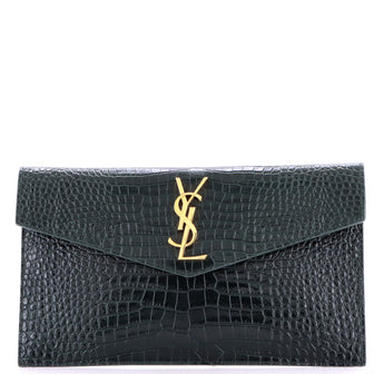 Saint Laurent Uptown Pouch Crocodile Embossed Leather