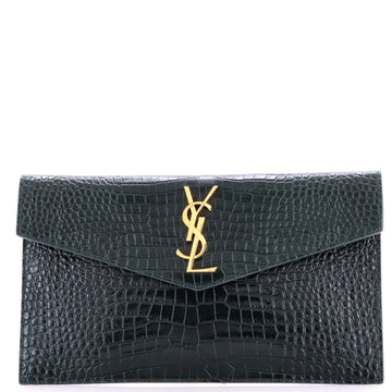 Saint Laurent Uptown Pouch Crocodile Embossed Leather