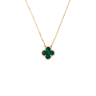 Van Cleef & Arpels Vintage Alhambra Pendant Necklace 18K Yellow Gold and Malachite