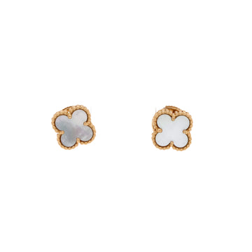Van Cleef & Arpels Sweet Alhambra Stud Earrings 18K Yellow Gold and Mother of Pearl