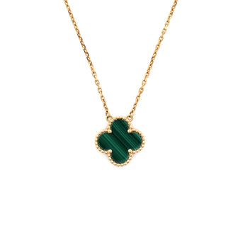 Van Cleef & Arpels Vintage Alhambra Pendant Necklace 18K Yellow Gold and Malachite