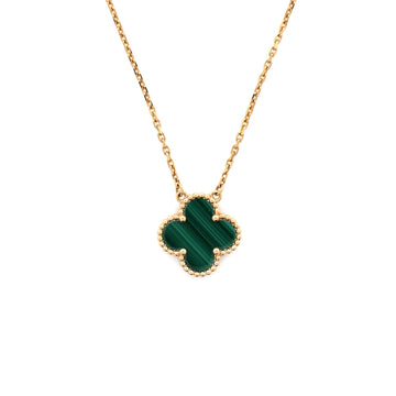 Van Cleef & Arpels Vintage Alhambra Pendant Necklace 18K Yellow Gold and Malachite