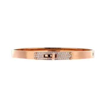 Hermes Kelly Bracelet 18K Rose Gold and Pave Diamonds Small