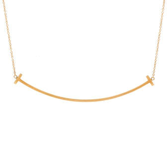 Tiffany & Co. T Smile Pendant Necklace 18K Yellow Gold Large