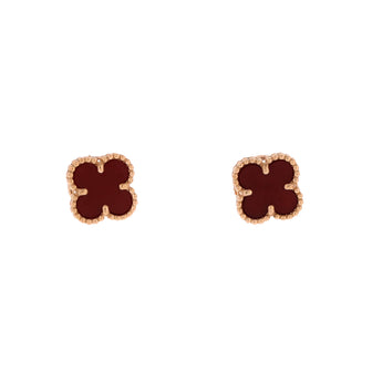 Van Cleef & Arpels Sweet Alhambra Stud Earrings 18K Rose Gold and Carnelian
