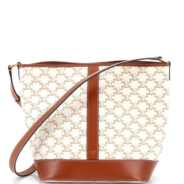 Celine Bucket Bag Triomphe Coated Canvas Medium