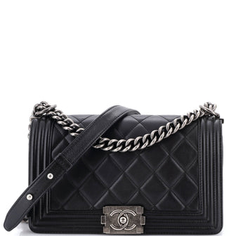 Chanel Boy Flap Bag Quilted Lambskin Old Medium