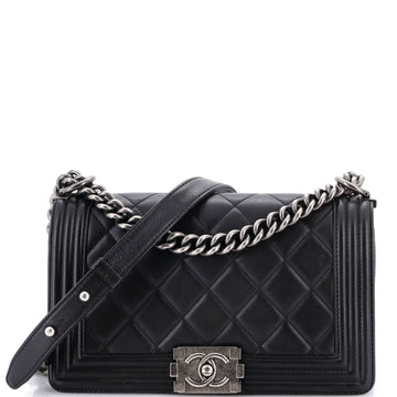 Chanel Boy Flap Bag Quilted Lambskin Old Medium