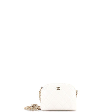Chanel CC Dome Zip Clutch with Chain Quilted Caviar Mini