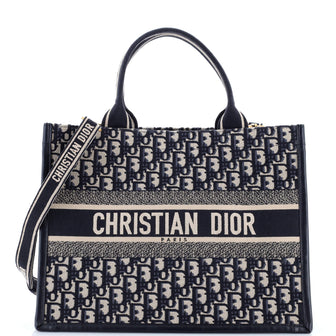 Christian Dior Book Tote with Strap Oblique Canvas Medium