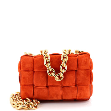 Bottega Veneta Cassette Chain Crossbody Bag Padded Maxi Intrecciato Suede