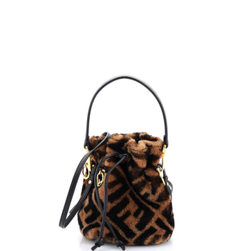 Fendi Mon Tresor Bucket Bag Zucca Shearling Mini