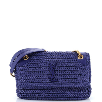 Saint Laurent Niki Chain Flap Bag Raffia Medium