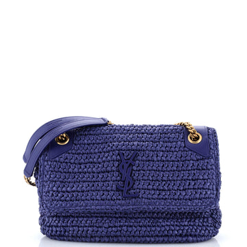 Saint Laurent Niki Chain Flap Bag Raffia Medium