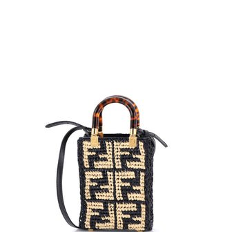 Fendi Sunshine Shopper Tote Zucca Raffia Mini