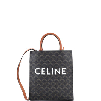 Celine Vertical Cabas Tote Triomphe Coated Canvas Small