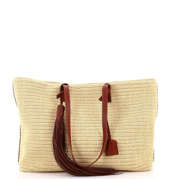 Saint Laurent Shopper Tote Woven Raffia East West