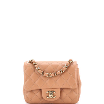 Chanel Square Classic Single Flap Bag Quilted Lambskin Mini