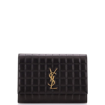 Saint Laurent Monogram Flap Pouch Square Quilted Leather