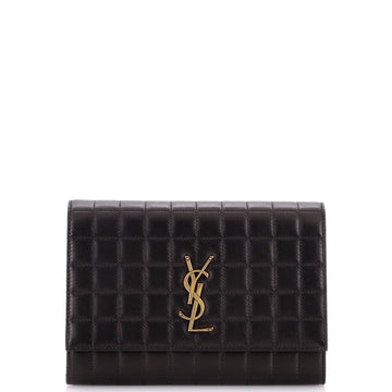 Saint Laurent Monogram Flap Pouch Square Quilted Leather