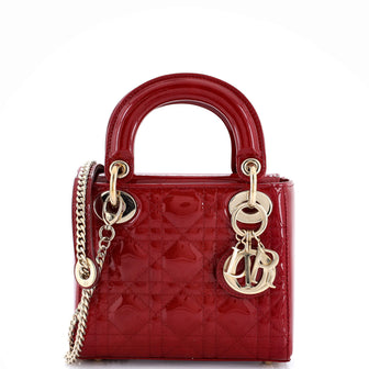 Christian Dior Lady Dior Chain Bag Cannage Quilt Patent Mini