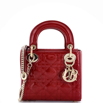 Christian Dior Lady Dior Chain Bag Cannage Quilt Patent Mini
