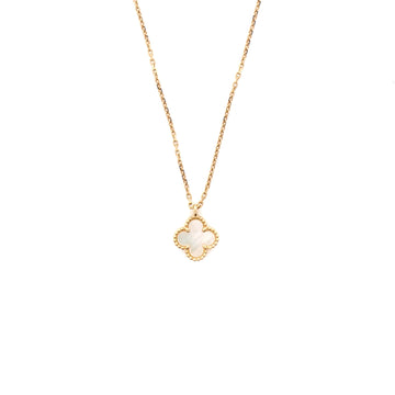 Van Cleef & Arpels Sweet Alhambra Pendant Necklace 18K Yellow Gold and Mother of Pearl