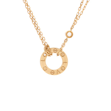 Cartier 2 Diamonds Love Pendant Necklace 18K Yellow Gold and Diamonds