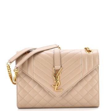 Saint Laurent Classic Monogram Envelope Satchel Mixed Matelasse Leather Medium