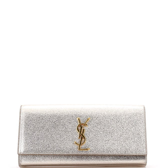 Saint Laurent Classic Monogram Clutch Metallic Calfskin Long