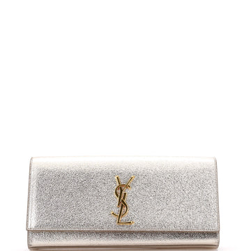 Saint Laurent Classic Monogram Clutch Metallic Calfskin Long