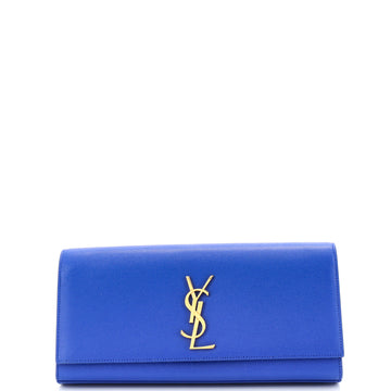 Saint Laurent Classic Monogram Clutch Metallic Calfskin Long