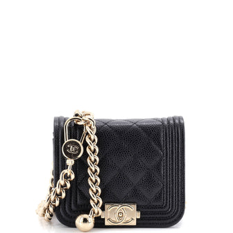 Chanel Boy Flap Chain Belt Bag Quilted Caviar