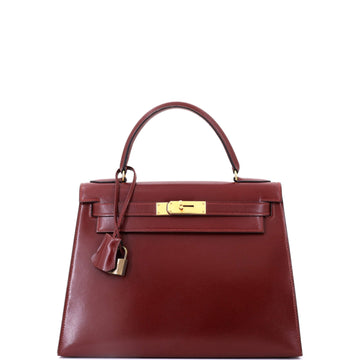 Hermes Kelly Handbag Red Box Calf with Gold Hardware 28