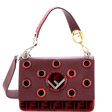 Fendi Kan I F Shoulder Bag Leather with Zucca Velvet and Python Medium