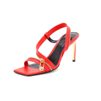 Versace Women's Safety Pin Zipper Slingback Sandals Leather