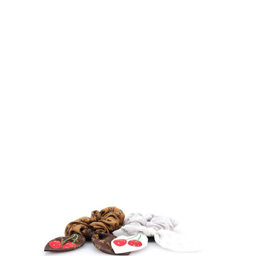 Louis Vuitton x Takashi Murakami Scrunchies 2-Piece Set Limited Edition Monogram Cerises Silk
