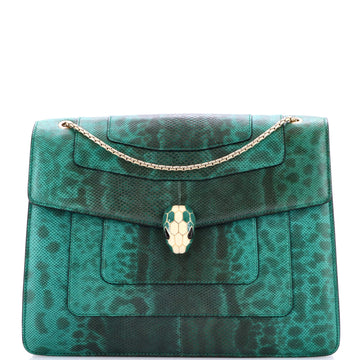 Bvlgari Serpenti Forever Square Shoulder Bag Python Large