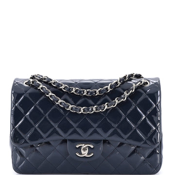 Chanel Classic Double Flap Bag Quilted Patent Jumbo