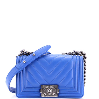 Chanel Boy Flap Bag Chevron Calfskin Small