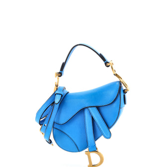 Christian Dior Saddle Handbag with Strap Leather Micro