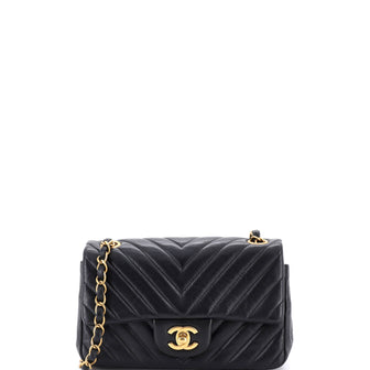 Chanel Classic Single Flap Bag Chevron Lambskin Mini