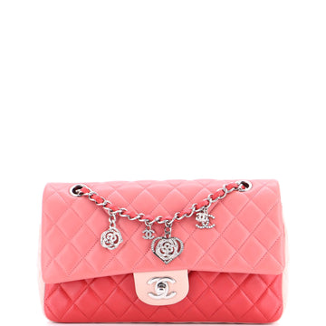Chanel Tricolor Valentine Crystal Hearts Flap Bag Quilted Lambskin Medium